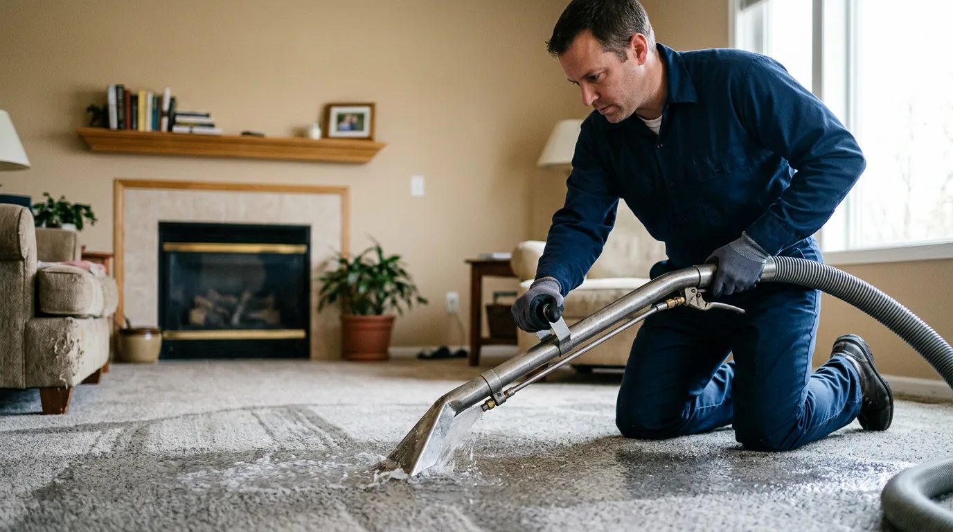 Water damage restoration technician working near Leopold, MO